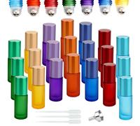 DKBT Roll on Bottiglie di vetro per olio essenziale, 21 pezzi di oli essenziali Roll on bottiglia vuota da 5 ml con sfere in acciaio inox per oli essenziali, profumi, cosmetici, massaggi (7 colori)