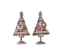 DKD Home Decor Albero di Natale del Marchio, Colore Rosso, in Legno (17 x 5 x 31,5 Centimetri) (2 Pezzi)