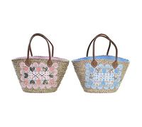 DKD Home Decor Borsa da Spiaggia, Blu, Poliestere, PU, 56 x 27 x 30 cm, 2 Pezzi, Adulti, Unisex, Multicolore (Multicolore), Taglia Unica, Multi (Mehrfarbig), Einheitsgröße