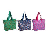 DKD Home Decor Borsa da spiaggia del marchio, colore blu, verde, arancione e fucsia (14 x 55 x 35 cm) (3 pezzi)