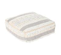 DKD Home Decor Cuscino da pavimento bianco grigio quadrato Boho 60 x 60 x 25 cm, bianco, Estándar