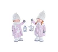 DKD Home Decor Decorazione Natalizia con Marchio Bianco e Rosa, in Metallo e magnesio (25 x 16,5 x 43 cm) (2 Pezzi)