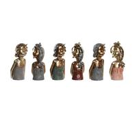DKD Home Decor Figura decorativa 12 x 14,5 x 32 cm rosso grigio blu rosa (3 unità)