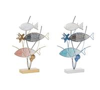 DKD Home Decor Figura decorativa 39,5 x 8 x 55,5 cm Blu Corallo Multicolore Spirali (2 pezzi)