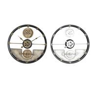 DKD Home Decor Orologio da Parete Argento Oro Ferro Ingranaggi (40 x 5,5 x 40 cm) (2 Pezzi) (Riferimento: S3026681)