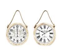 DKD Home Decor Orologio da parete della marca corda bianco legno MDF (2 pezzi) (50 x 4 x 50 cm) (Riferimento: S3026734)