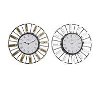 DKD Home Decor Orologio da parete della marca Cristallo Argento Oro Ferro (40 x 6,4 x 40 cm) (2 Pezzi) (Riferimento: S3026682)