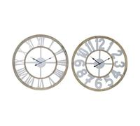 DKD Home Decor Orologio da parete della marca Legno MDF (60 x 4 x 60 cm) (2 pezzi) (Riferimento: S3011910)