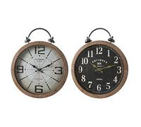 DKD Home Decor Orologio da parete della marca Vetro Nero Carta Bianca Ferro Legno MDF (40 x 6 x 49 cm) (2 Pezzi) (Referenza: S3026656)