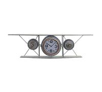 DKD Home Decor Orologio da parete vetro ferro aereo legno MDF grigio scuro (120 x 21 x 33,5 cm)