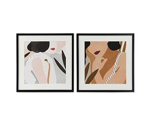 DKD Home Decor Quadro della marca Donna Cristallo Tela (2 Pezzi) (60 x 3 x 60 cm) (Riferimento: S3017747)