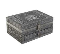 DKD Home Decor Scatola-portagioie argento blu cielo legno alluminio 17,5 x 12,5 x 8,5 cm