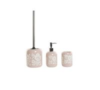 DKD Home Decor Set Bagno Ceramica Rosa Bianco Shabby Chic (3 Pezzi) (Riferimento: S3025638)
