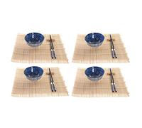 DKD Home Decor Set Sushi, bambù, Blu e Nero, Estándar