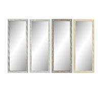 DKD Home Decor Specchio da parete bianco marrone grigio naturale tropicale foglia di pianta 36 x 2 x 95,5 cm (4 pezzi) - Marca EAN: 8424001932269