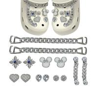 DKDDSSS 14 Pezzi Accessori Scarpe, Ciondoli per Scarpe, Accessori Scarpe con Cristallo, Accessori per Scarpe Fai-da-te, Accessori Ciondolo Scarpe Adatto per Le Donne