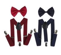 DKDDSSS 2x Set Bretelle Bambino e Papillon, Bretelle per Bambini Papillon, Bretelle Y e Papillon Set, Bretelle con Papillon Set, Regolabile Bretelle per Bambini da 1 a 10 anni