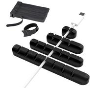 DKDDSSS 4 Pezzi Clip per Cavi, Supporto per Cavo, Fermacavi Adesivi, Organizer Cavi Scrivania, Ferma Cavi Adesivi, Ferma Cavi da Scrivania, Fermacavi Scrivania, 20 Pezzi Fascette Riutilizzabili