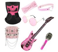 DKDDSSS 8 Pezzi Punk Gothic Rocker Kit, Punk Rocker Party Kit, Costume Rockstar, Accessori per Costume da Discoteca anni '70 '80 e '90, Punk Rock per Cosplay Feste Rocker Look