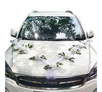 DKDDSSS - Decorazioni Matrimonio per Auto: Bianca Addobbi Auto Matrimonio, Tulle da 1,6 m e 11 Fiori Artificiali con Ventose, per Festa di Nozze Auto Nuziale