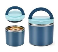DKEROSS Contenitore Termico in Acciaio per Alimenti 630ML - per Pasta, Zuppa, Riso Caldi da Lavoro (Blu) SoupCup