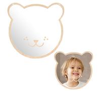 DKEROSS Specchi Adesivi da Parete Specchi Adesivi Decorativi Specchio Adesivo Rotondo a Orso Adesivi Murali Specchio in Acrilico 3d con Corda in Cotone da 50 cm per Camera da Letto Ingresso Bagno