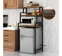 DKFNCL Mini ripiano per frigorifero a 4 ripiani con presa di corrente, doppio uso, mini frigorifero e forno a microonde, mobile da bar, ripiano autoportante per ufficio, cucina, casa.