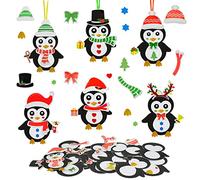 DKINY 12 Penguin Craft Kit per Bambini Pinguino Mix & Match Natalizio Pendenti Artigianato Natalizio per Artigianato e Decorazione Kit Creativi Artigianato per Albero di Natale Inverno Natale