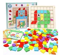 DKINY 125 Puzzle Geometrici in Legno per Bambini Tangrams Giochi Montessori con 22 Carte Regali Giocattoli Educativi Classici Bambini 3-7 Anni