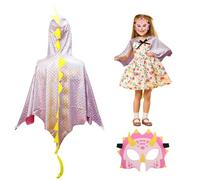 DKINY 2pz Costumi Dinosauro Bambini Rosa-Argento Mantello Pterosauro con Maschera per Ragazzo Ragazza Travestimento Halloween Carnevale Festa di Primavera Vacanze Costume