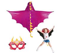 DKINY 2pz Costumi Dinosauro Bambini Viola Mantello Pterosauro con Maschera per Ragazzo Ragazza Travestimento Halloween Carnevale Festa di Primavera Vacanze Costume