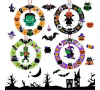 DKINY 8 kit fai da te corone di Halloween con adesivo in EVA per bambini attività manuale d'arte per hobby creativo artigianato decorativo appeso strega zombie zucca