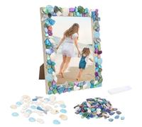 DKINY Fai da te - Cornice portafoto a forma di sirena al mare, con ornamenti di conchiglie e coda, glitterata, per bambini, ragazze, tempo libero, creativo, attività festiva, estate, regalo di
