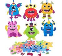 DKINY Set di 12 mostri per bambini, mostri, mix e match, arte e artigianato, Halloween, kit creativi per il fai da te e la decorazione, artigianato creativo per ragazzi, ragazze, Halloween, carnevale,