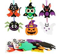 DKINY Set fai da te per Halloween, per bambini, fai da te, a pipistrello, zucca, ragno, gatti, gufo, fantasma, set creativi e fai da te, artigianato creativo con ciondolo in gomma espansa per ragazzi