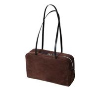 DKJAHSEK Borsa Camoscio Women's Handbag Suede Leather Bowling Briefcase Leather Spacious Shoulder Handheld Tote Bag(Coffee)