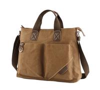 DKJAHSEK Borsa Computer Borsa da uomo in tela Valigetta for laptop da 14 pollici Borsa a tracolla vintage in tinta unita Borse a tracolla retrò da lavoro di grande capacità(Normal-12.9inch-K)