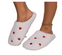 DKJAHSEK Calde e comode pantofole da donna for la casa, fondo piatto, scarpe for l'amore, for interni in inverno, soggiorno, testa legata per uso interno ed esterno(White,36-37)