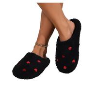 DKJAHSEK Calde e comode pantofole da donna for la casa, fondo piatto, scarpe for l'amore, for interni in inverno, soggiorno, testa legata per uso interno ed esterno(Black,44-45)