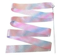 DKJAHSEK Nastro Ginnastica Ritmica Attrezzatura for Ginnastica, Bastone Arcobaleno, Strumento for l'allenamento, Asta Girevole, Nastro da Danza, Streamer for Balletto, Nastri da Palestra(White)