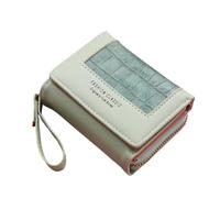 DKJAHSEK Portafoglio corto da donna alla moda, a quadri quadrati, grande capacità, con cerniera multi-carta, for, texture, a 3 pieghe, portamonete Per lo shopping, il lavoro, i viaggi(Green)