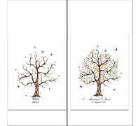 DKJAHSEK Tree di Impronta Digitale Matrimonio Fingerprint Tree Canvas Painting Libro degli Ospiti Fai da Te for la Decorazione della Festa(Color08,40x60cm 16x24inch)