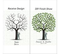 DKJAHSEK Tree di Impronta Digitale Matrimonio Fingerprint Tree Canvas Painting Libro degli Ospiti Fai da Te for la Decorazione della Festa(35x50cm 14x20inch,Style02)