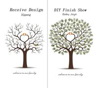 DKJAHSEK Tree di Impronta Digitale Regalo di Nozze Albero di Impronte digitali Pittura Bacio Amante Festa Libro degli Ospiti Decorazione su Tela(Color02,60x80cm 24x32inch)