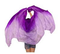 DKJAHSEK Velo Danza Del Ventre Veli di seta veri Sciarpa tinta a mano Scialle Veli Danza Accessorio for danza del ventre(Color 7-YE,XXL- 400X114cm)