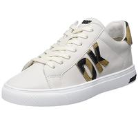 DKNY Abeni Lace Up Leather Sneaker, Scarpe da Ginnastica Donna, Pebble Black, 36 EU
