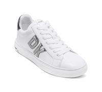 DKNY Abeni-Lace Up Sneakers, Scarpe da Ginnastica Donna, Bianco e Nichel, 38.5 EU
