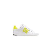DKNY Abeni Lace-up Sneakers, Scarpe da Ginnastica Donna, White Fluorescent Yellow, 37 EU