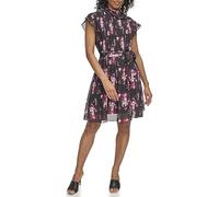 DKNY Abito da donna senza maniche con allacciatura al collo, Nero/Marrone, 52