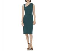 DKNY Abito da Donna Senza Maniche con Scollo Asimmetrico in crêpe, Foresta Grn, 48
